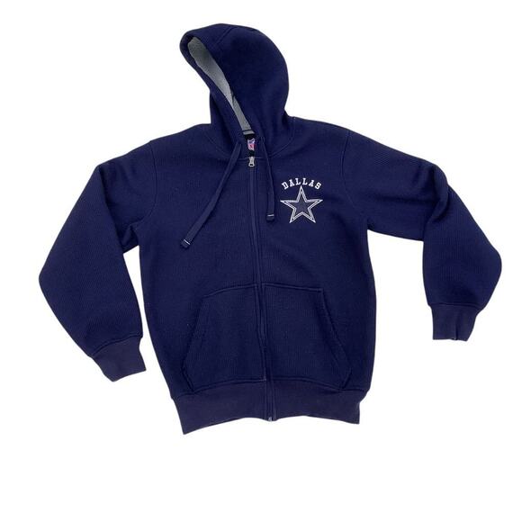 Dallas Cowboys Men's Varsity Jacket Blue Lined Full Zip Hoodie Size S - Picture 1 of 9